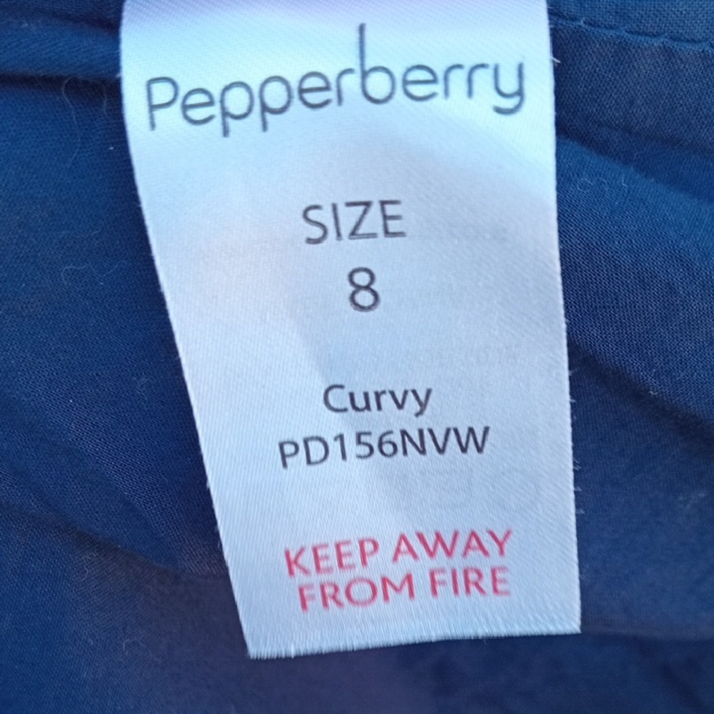 Cotton Navy Polka Dot Pepperberry Dress with White Trim Size 8 - Picture 4 of 5